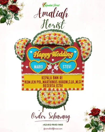 Karangan Papan Bunga Pernikahan di Kemantran